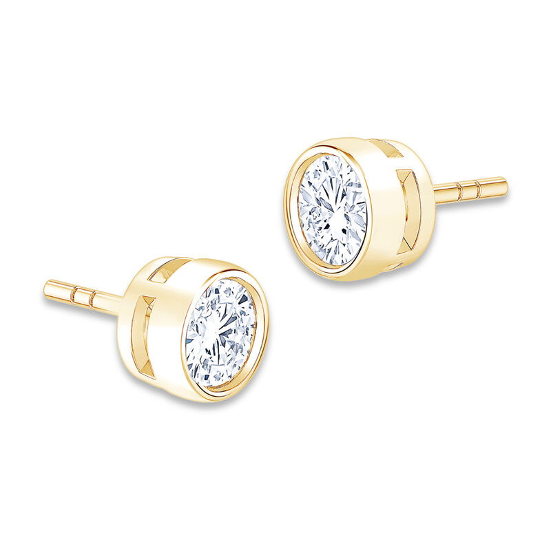 Brilliant-Cut Lab Grown 1ctw. GH SI1 Diamond Bezel Stud Earrings in 14k Yellow Gold image number null