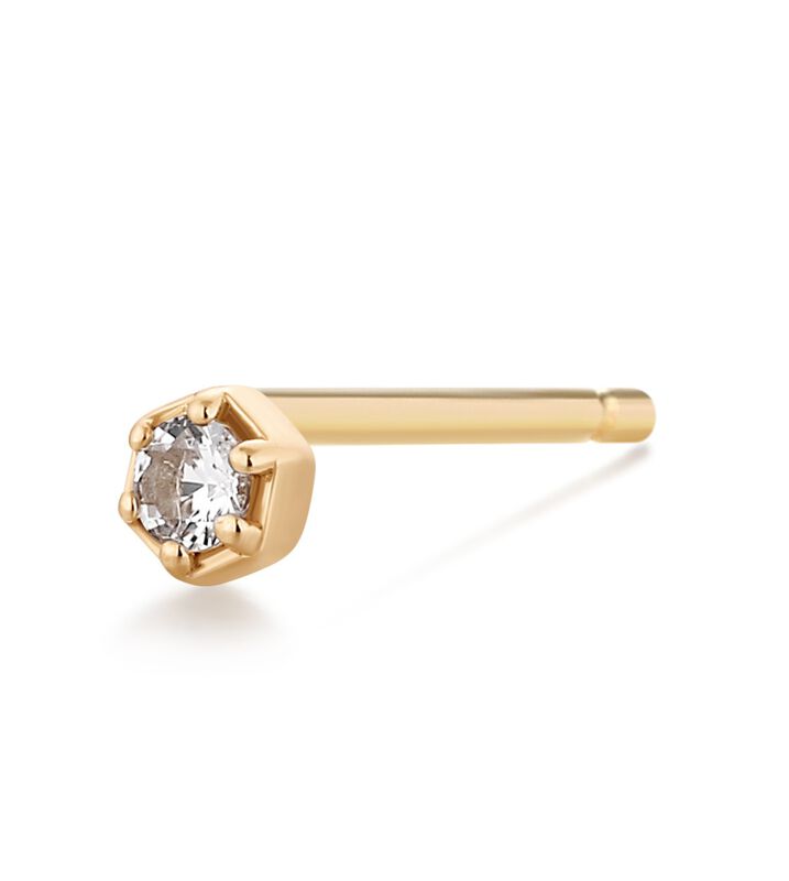 White Topaz Single Stud Earring in 14k Yellow Gold image number null