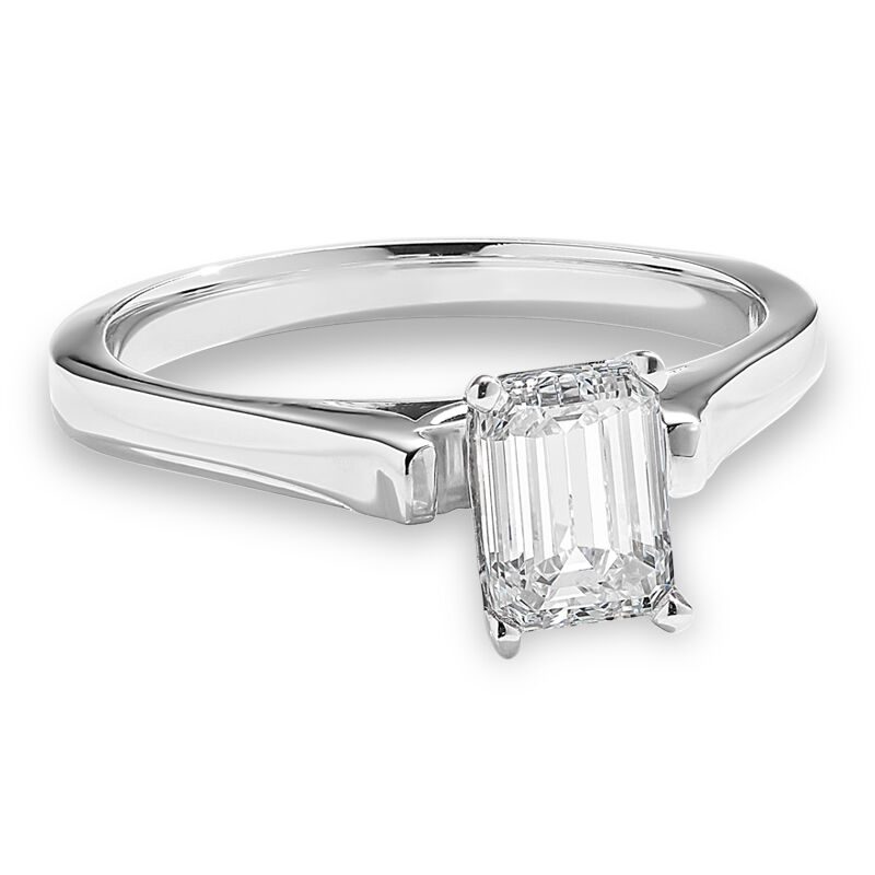 Lab Grown 1ct. Diamond Solitaire Emerald-Cut Engagement Ring in 14k White Gold image number null