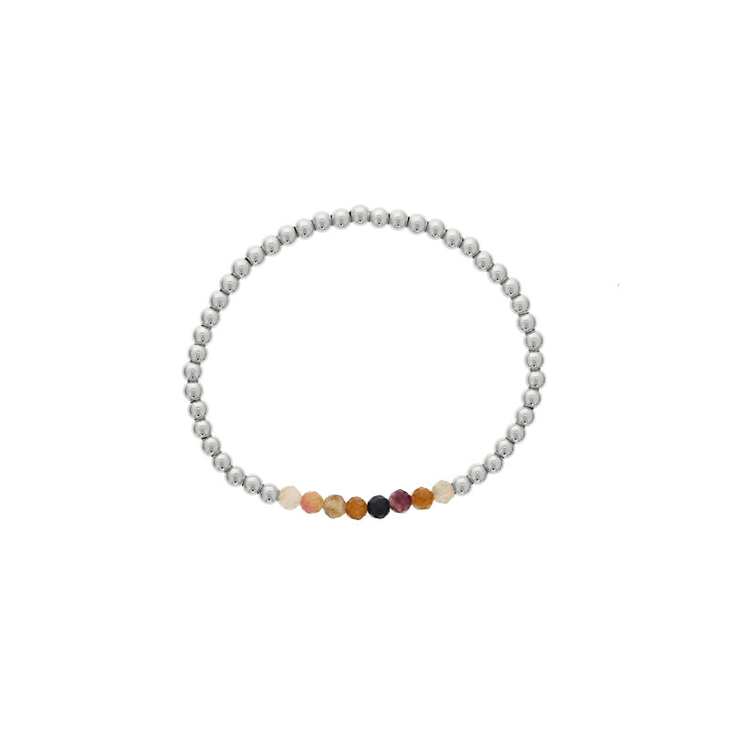 Multi-Color Tourmaline Birthstone Beaded Bracelet in Sterling Silver image number null