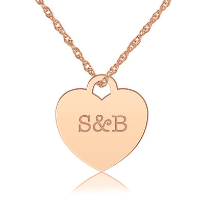 High Polished Personalized Heart Pendant in 14k Rose Gold