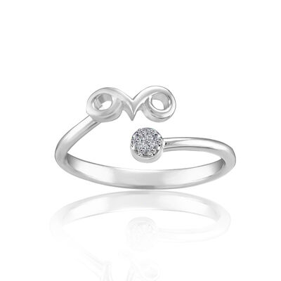 Zodiac Diamond Aries Fashion Ring in Sterling Silver