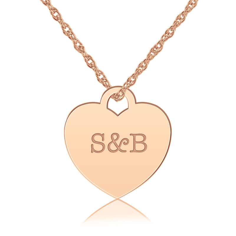 High Polished Personalized Heart Pendant in Rose Gold Plated Sterling Silver image number null