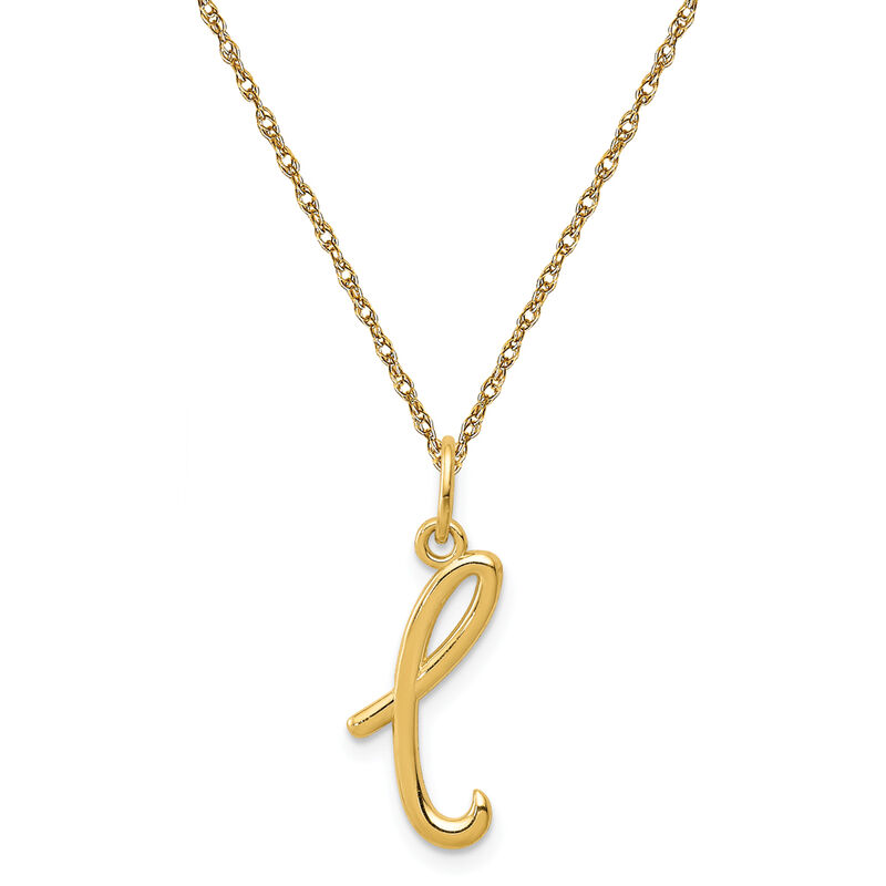 Script L Initial Necklace in 14k Yellow Gold image number null