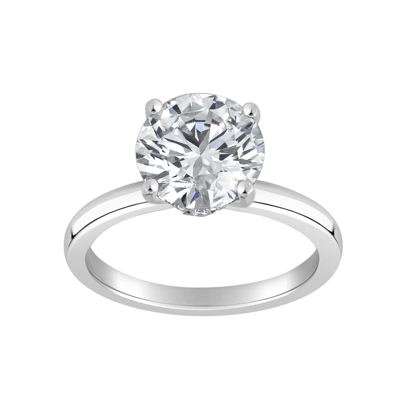 Brilliant-Cut Lab Grown 3ct. EF VS Diamond Ribbon Halo Solitaire Engagement Ring in 14k White Gold image number null