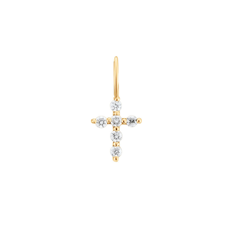 Diamond Cross Charm in 14k Yellow Gold image number null