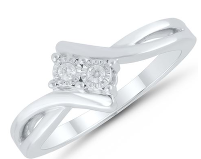 Brilliant-Cut 0.05ctw. Diamond 2-Stone Fashion Ring in Sterling Silver