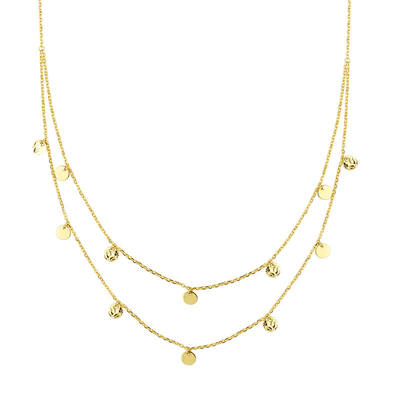 Ladies Polished Disc Double Strand Fashion Necklace 18" in 14k Yellow Gold image number null