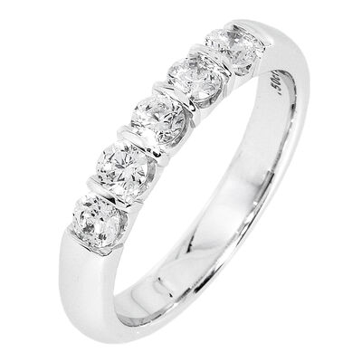 Diamond 5-Stone 1/2 ctw. Wedding Band in 18K White Gold (HI, I1)
