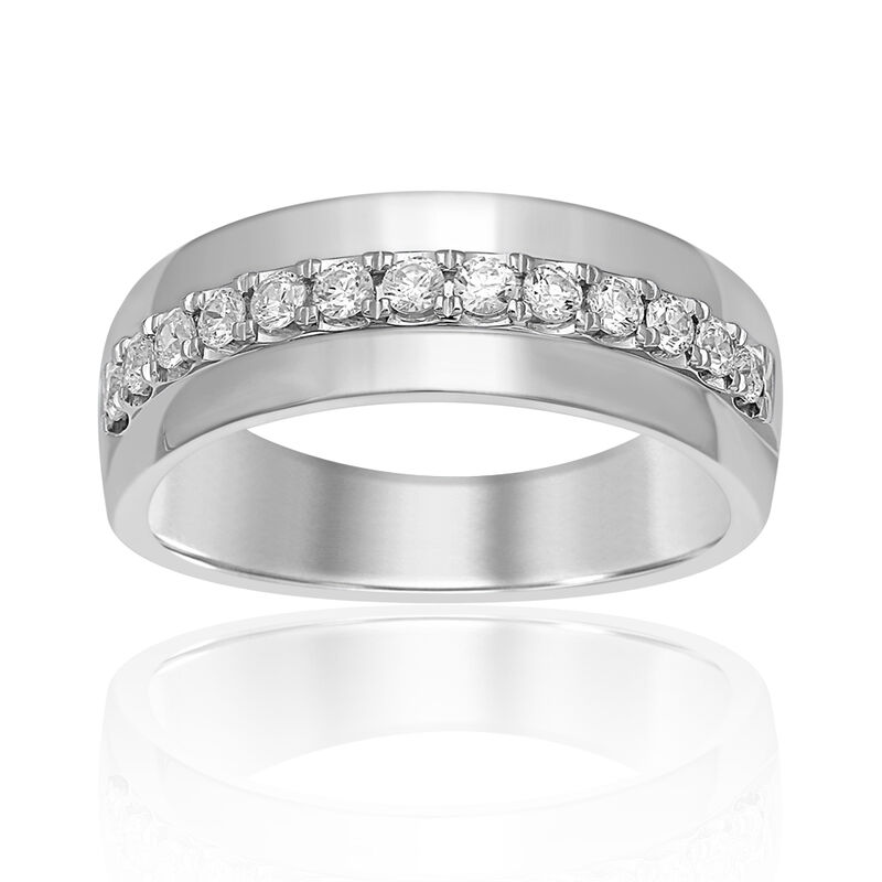 Men's 1/2ctw Diamond Band in 10k White Gold image number null