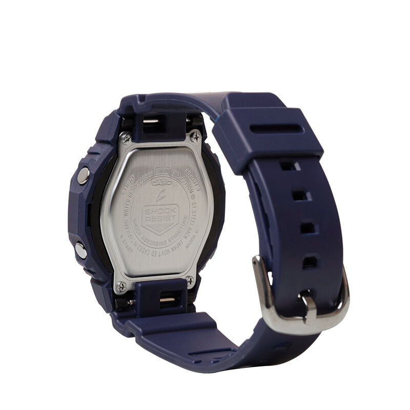 G-Shock Ladies' Navy dial With Rose Accents Metallic Index Navy Resin Band 46mm Watch GMAP2100M-2A image number null
