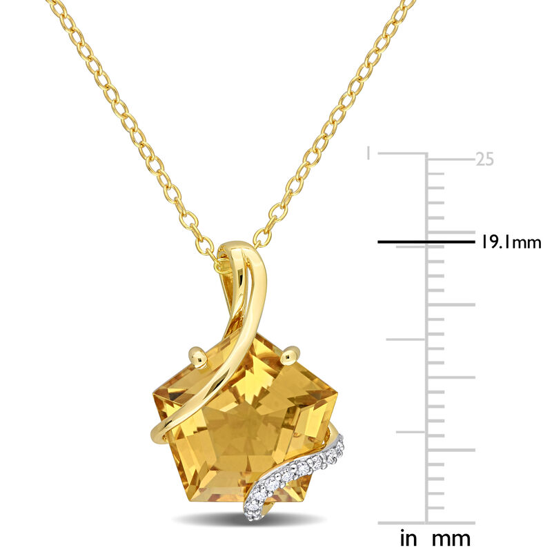 Citrine & Diamond Wrapped Pendant in Yellow Gold Plated Sterling Silver image number null