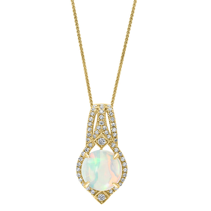 Opal & Diamond Pendant in 14k Yellow Gold image number null