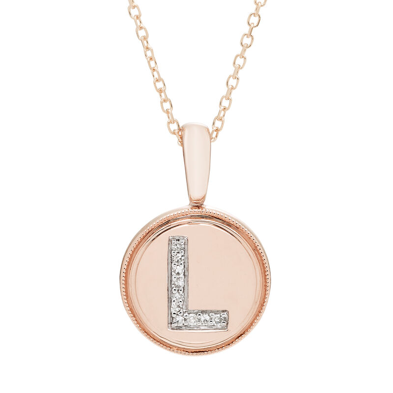 Diamond Initial L Pendant in 14k Rose Gold image number null