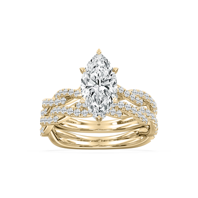 Marquise Lab Grown Diamond 2 3/4ctw. Hidden Halo Twist Bridal Set in 14k Yellow Gold