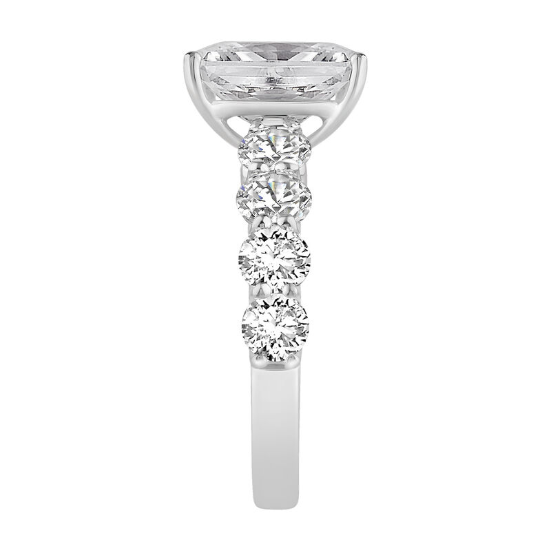Radiant-Cut Lab Grown 6ctw. Diamond Graduated Cathedral Engagement Ring in 14k White Gold image number null