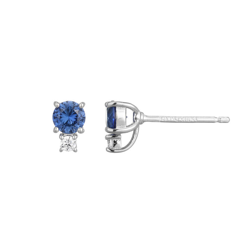Created Sapphire & Lab Grown Diamond Stud Earrings in Sterling Silver image number null