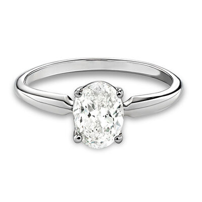 Lab Grown 1ct. Diamond Oval Solitaire Engagement Ring in 14k White Gold