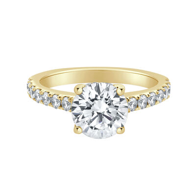 Brilliant-Cut Lab Grown 2 5/8 Diamond Hidden Halo Classic Cathedral Engagement Ring in 14k Yellow Gold