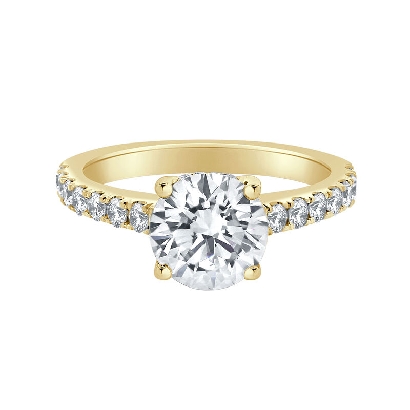 Brilliant-Cut Lab Grown 2 5/8 Diamond Hidden Halo Classic Cathedral Engagement Ring in 14k Yellow Gold image number null