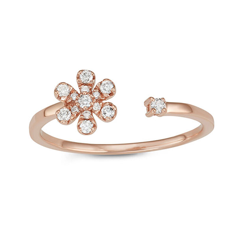 Open-Wrap Daisy Diamond Ring in 10k Rose Gold image number null