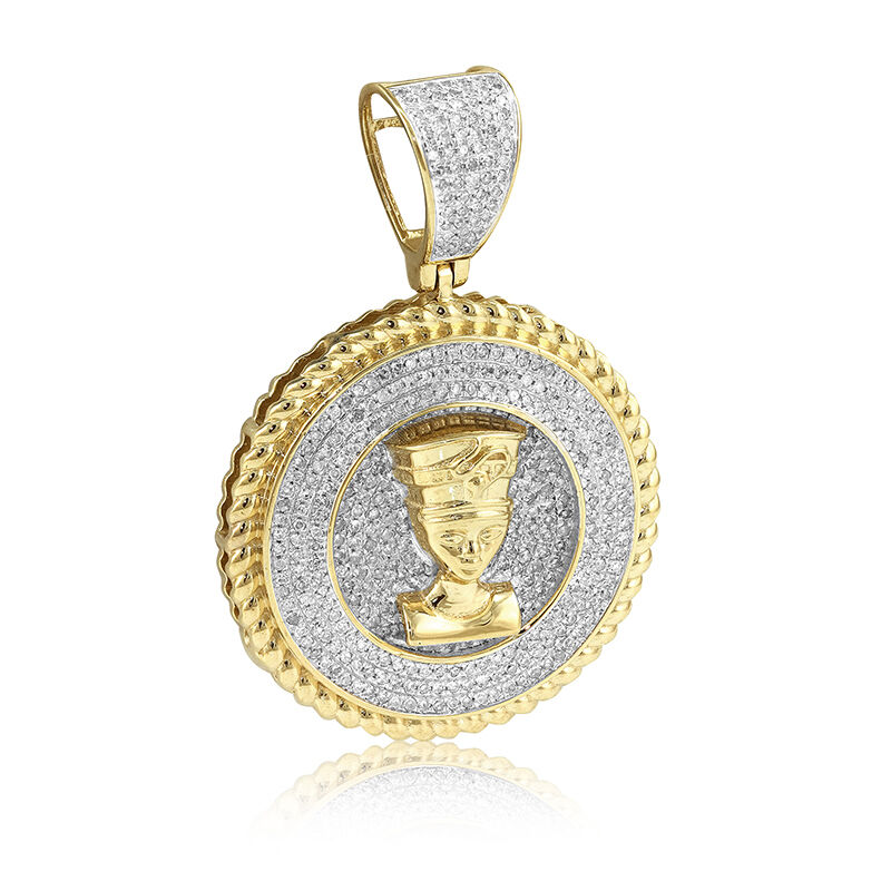 Nefertiti 1ctw. Diamond Medal Pendant in 10k Yellow Gold image number null