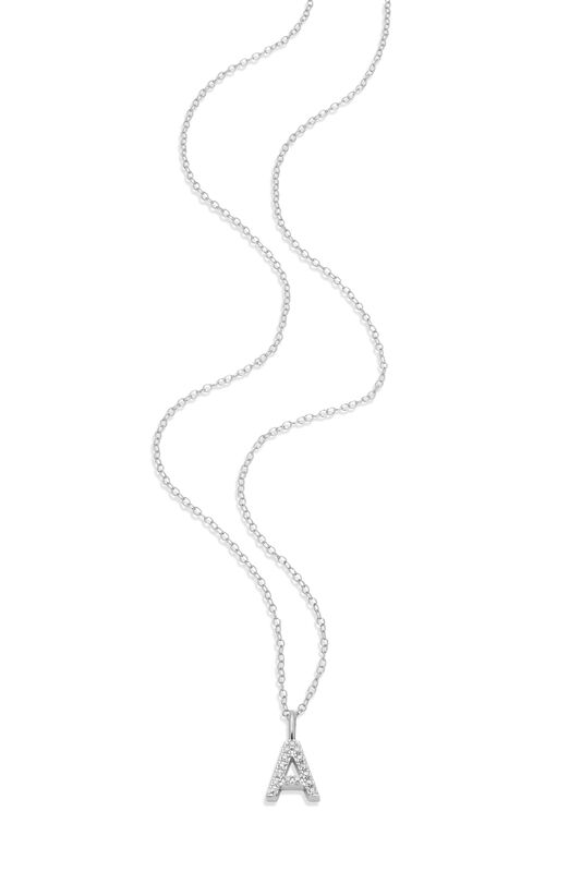 Lab Grown Diamond Letter A Initial Pendant Necklace in Sterling Silver image number null