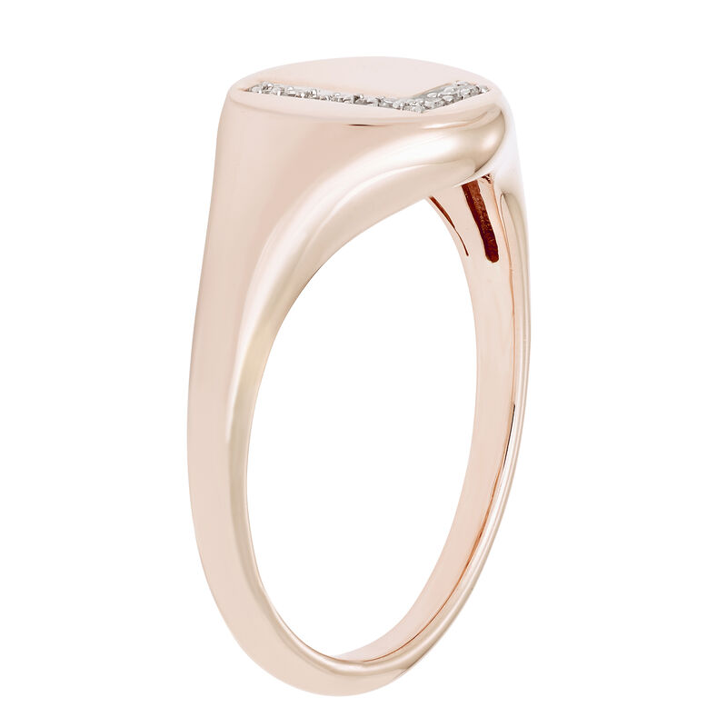 Diamond Initial L Signet Ring in 14k Rose Gold image number null