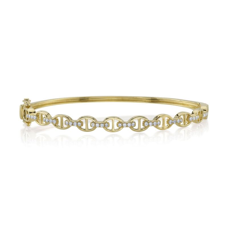 Shy Creation 0.35ctw. Diamond Mariner Link Bangle Bracelet in 14k Yellow Gold SC55023424ZS image number null