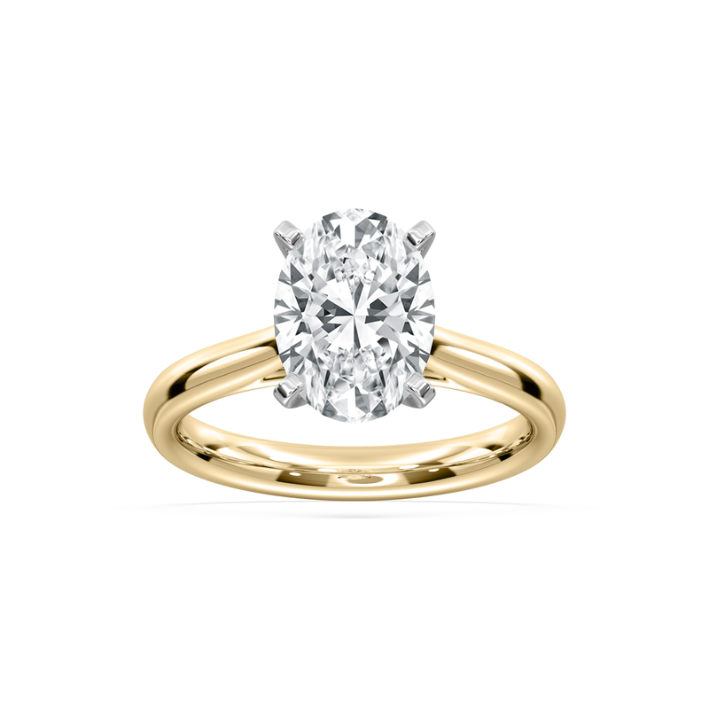 Oval Lab Grown Diamond 3ctw. Cathedral Solitaire Engagement Ring in 14k Yellow Gold image number null