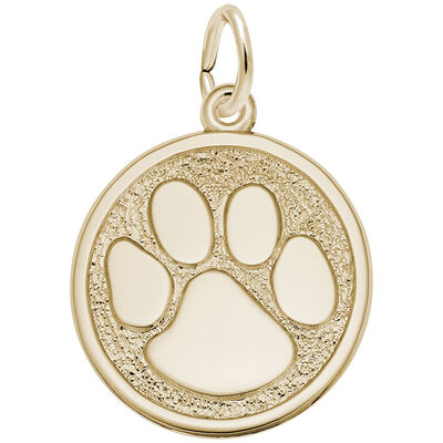 Paw Print Charm in 14k Yellow Gold