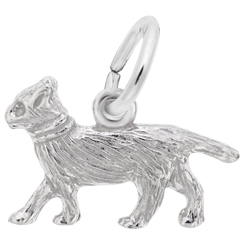 Walking Cat Charm in 14k White Gold image number null