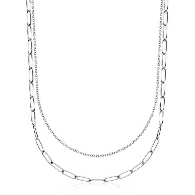 Layered Link 18" Chain 4mm in Stainless Steel image number null