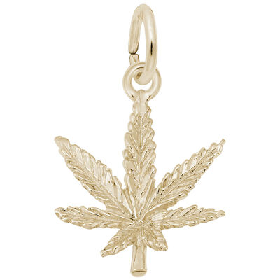 Herb Leaf Charm in Gold Plated Sterling Silver