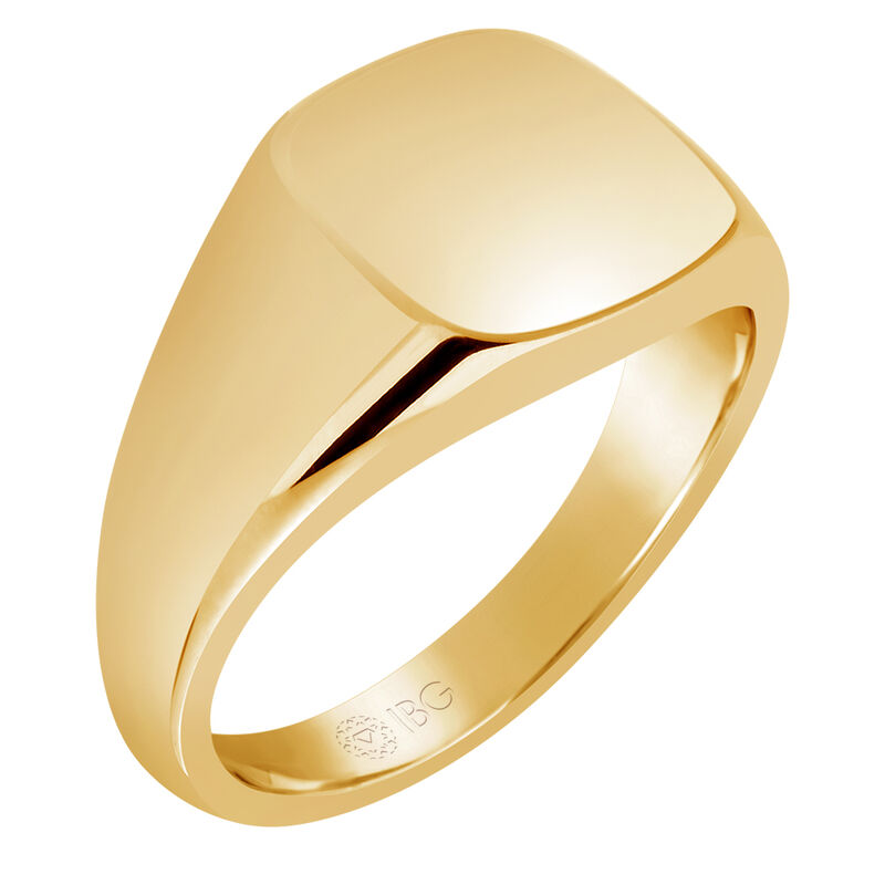 Cushion All polished Top Signet Ring 12x12mm in 10k Yellow Gold image number null