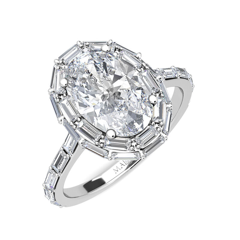Oval 3ctw. Lab Grown Diamond Halo Engament Ring in 14k White Gold
