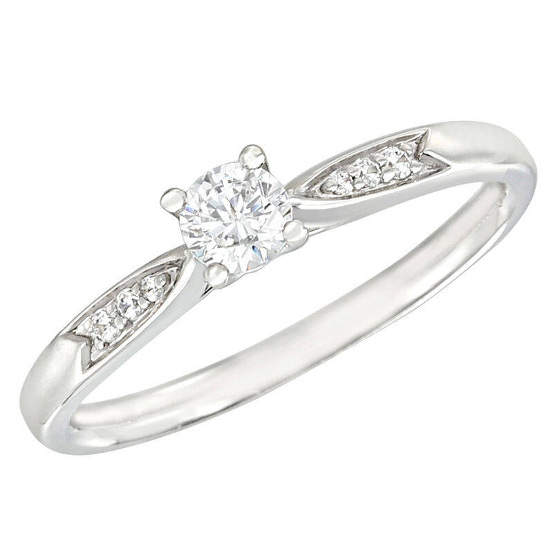 Round Natural Diamond 1/4ctw. Simple Diamond Shank Promise Ring in 10k White Gold image number null