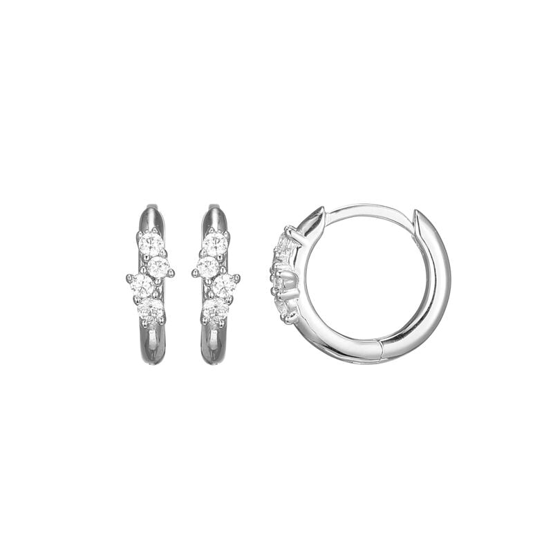Lab Grown Diamond Small Hoops Earrings in Sterling Silver image number null