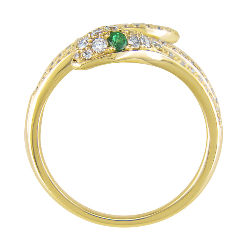 Brilliant-Cut Tsavorite & Diamond Snake Ring in 10k Yellow Gold image number null