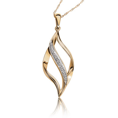 Diamond Marquise Curved Pendant in Yellow Gold