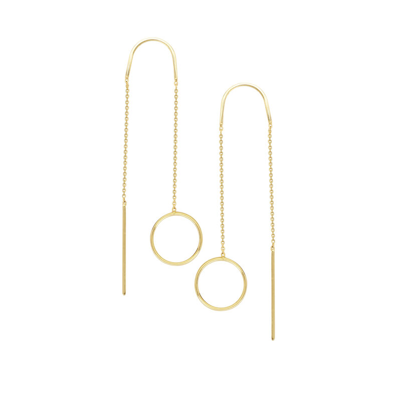 Open Disc Threaded Earrings in 14k Yellow Gold image number null