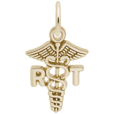 RT Caduceus Charm in 14k Yellow Gold