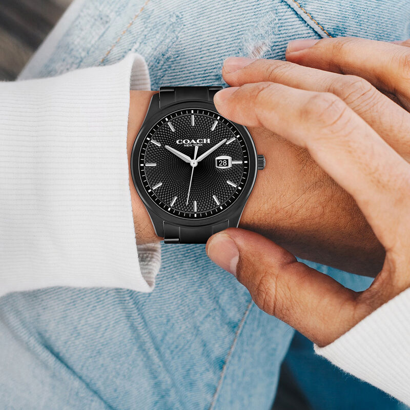 Coach Men's Oliver Black Textured Dial Black IP Stainless Steel Bracelet 41mm Watch 14602754 image number null