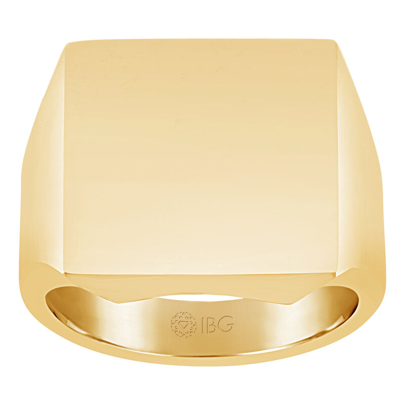 Square Satin Top Signet Ring 18x18mm in 10k Yellow Gold  image number null
