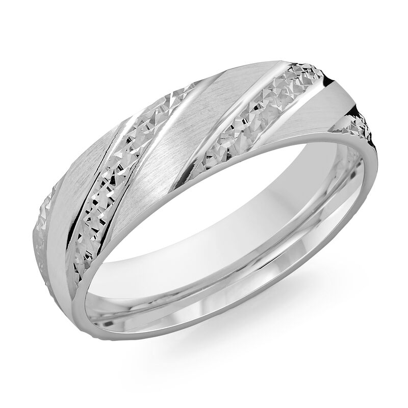 Malo Men's Diagonal Cut 6mm Wedding Band in 14k White Gold image number null