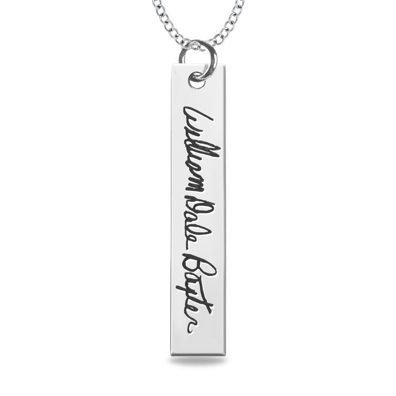 Handwriting Vertical Bar Pendant in Sterling Silver image number null