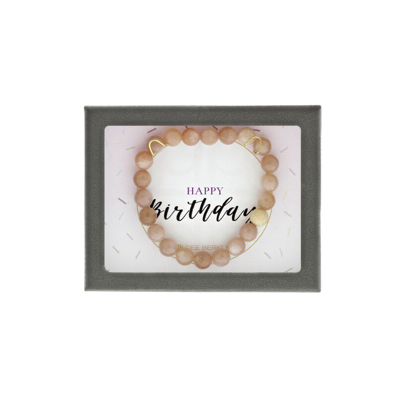 "Happy Birthday" Peach Moonstone Bracelet in Sterling Silver image number null