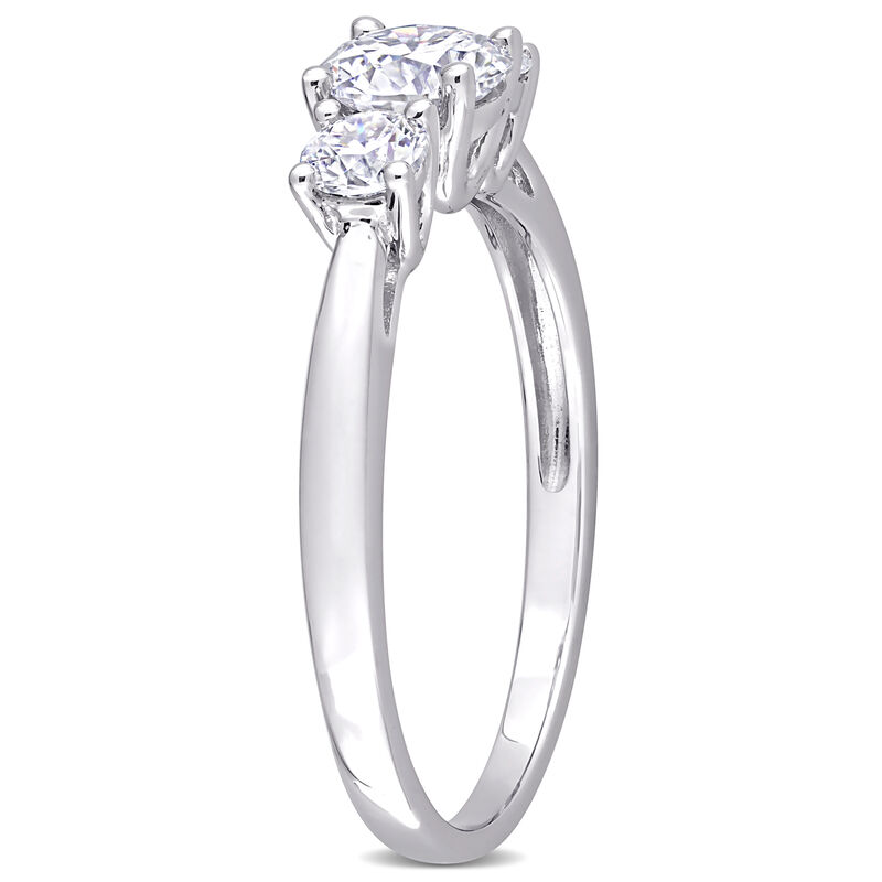 Created Moissanite 1ctw. 3-Stone Solitaire Engagement Ring in Sterling Silver image number null