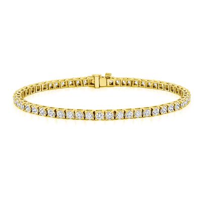 4ctw. 4-Prong Square Link Diamond Tennis Bracelet in 14K Yellow Gold (JK, I2-I3)