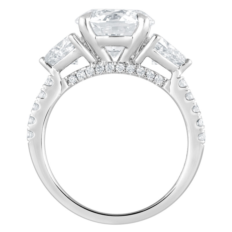 Round Lab Grown Diamond 4 1/4ctw. Three Stone Engagement Ring Set in 14k White Gold image number null